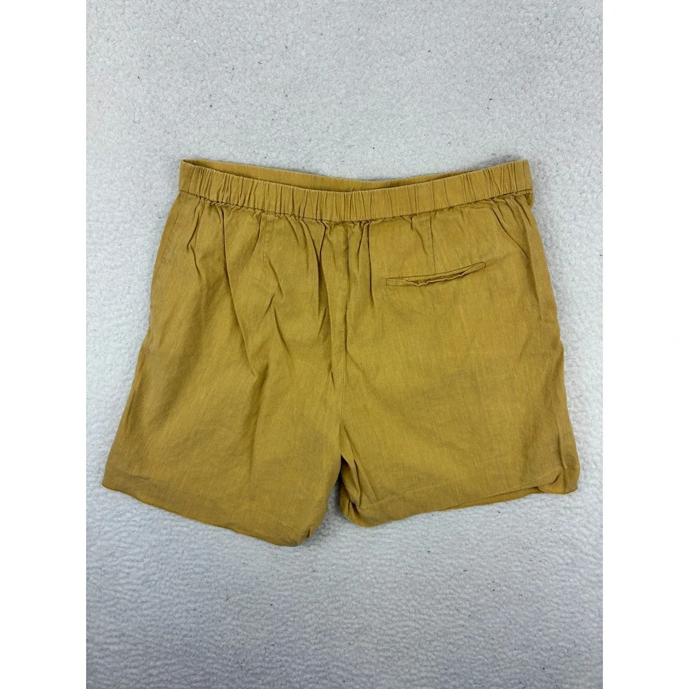Theory Linen Shorts Pull On Women's 10 Navy Yellow Casual Summer Lot 2 Flaw - Picture 16 of 16